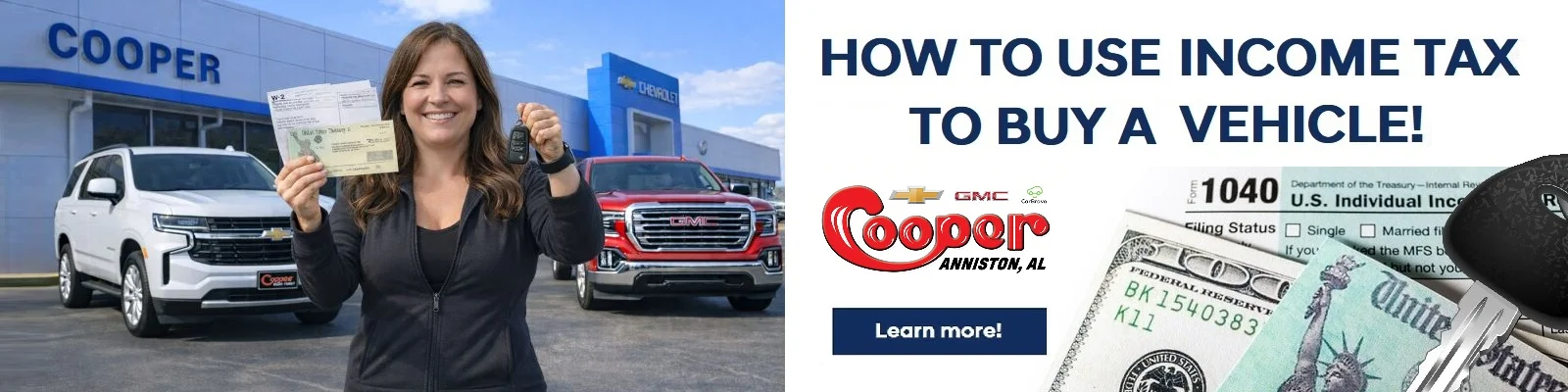 How to use income tax to buy vehicle at Cooper Chevrolet in Anniston